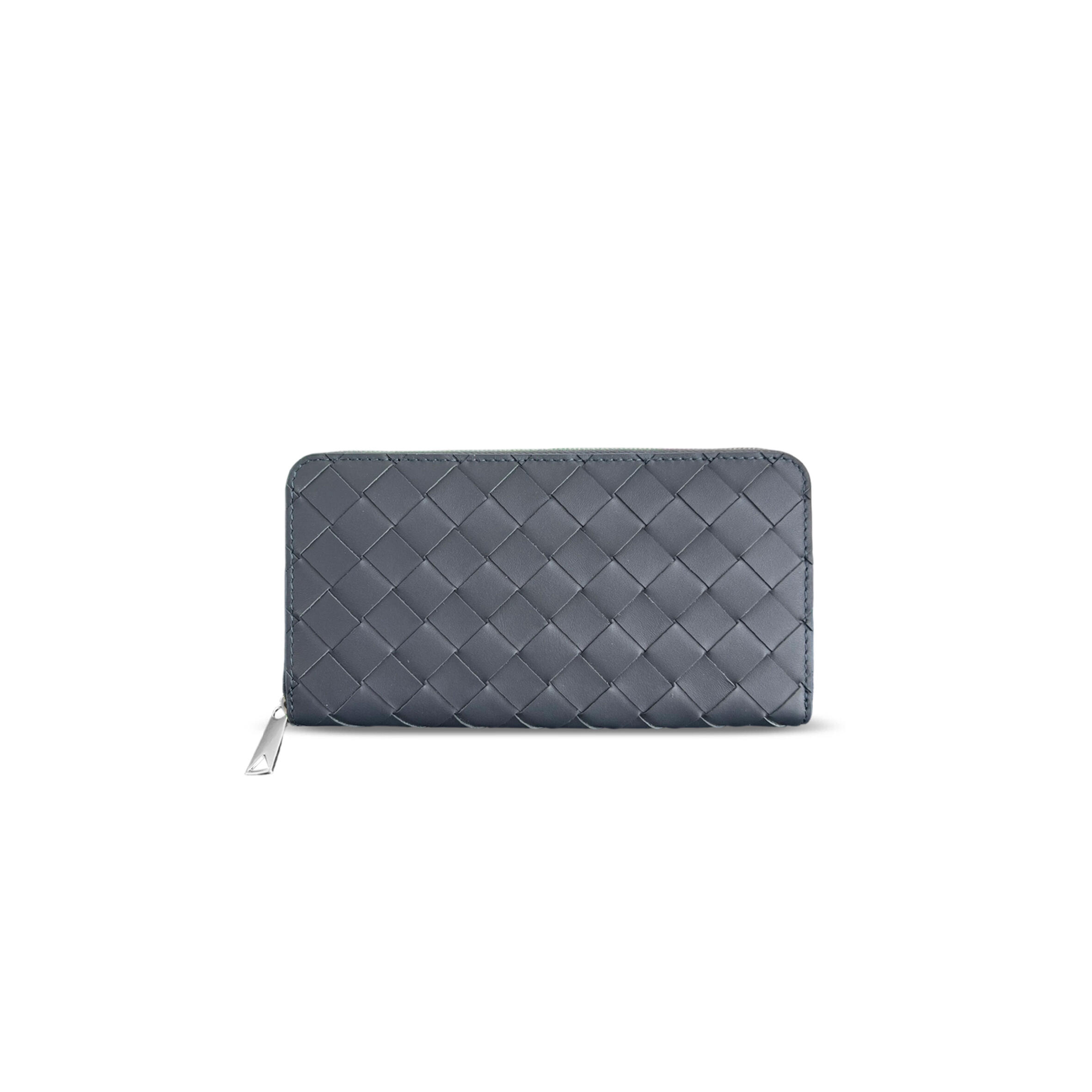 BOTTEGA VENETA INTRECCIATO ZIP-AROUND WALLET THUNDER SAGE 593217 (19*10*2cm)